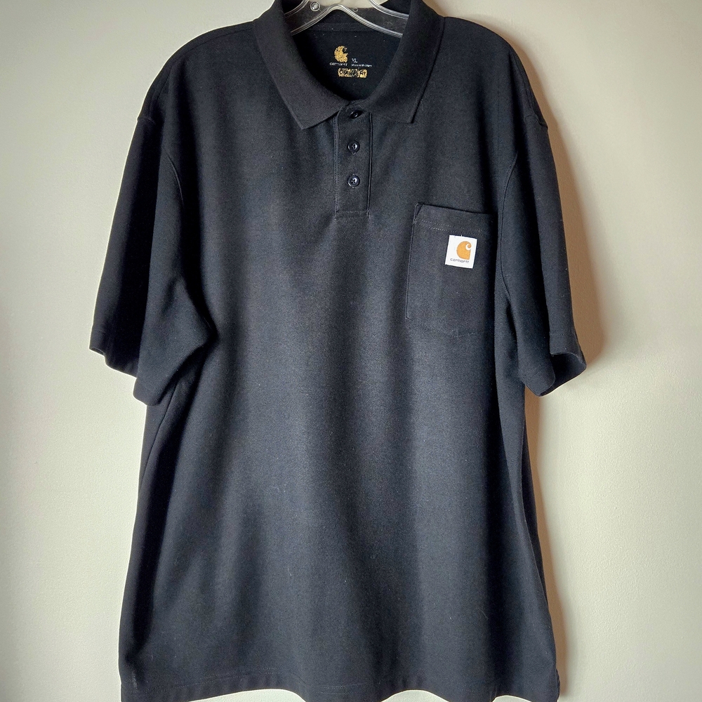 Carhartt Men's Black Polo Shirt with Pocket